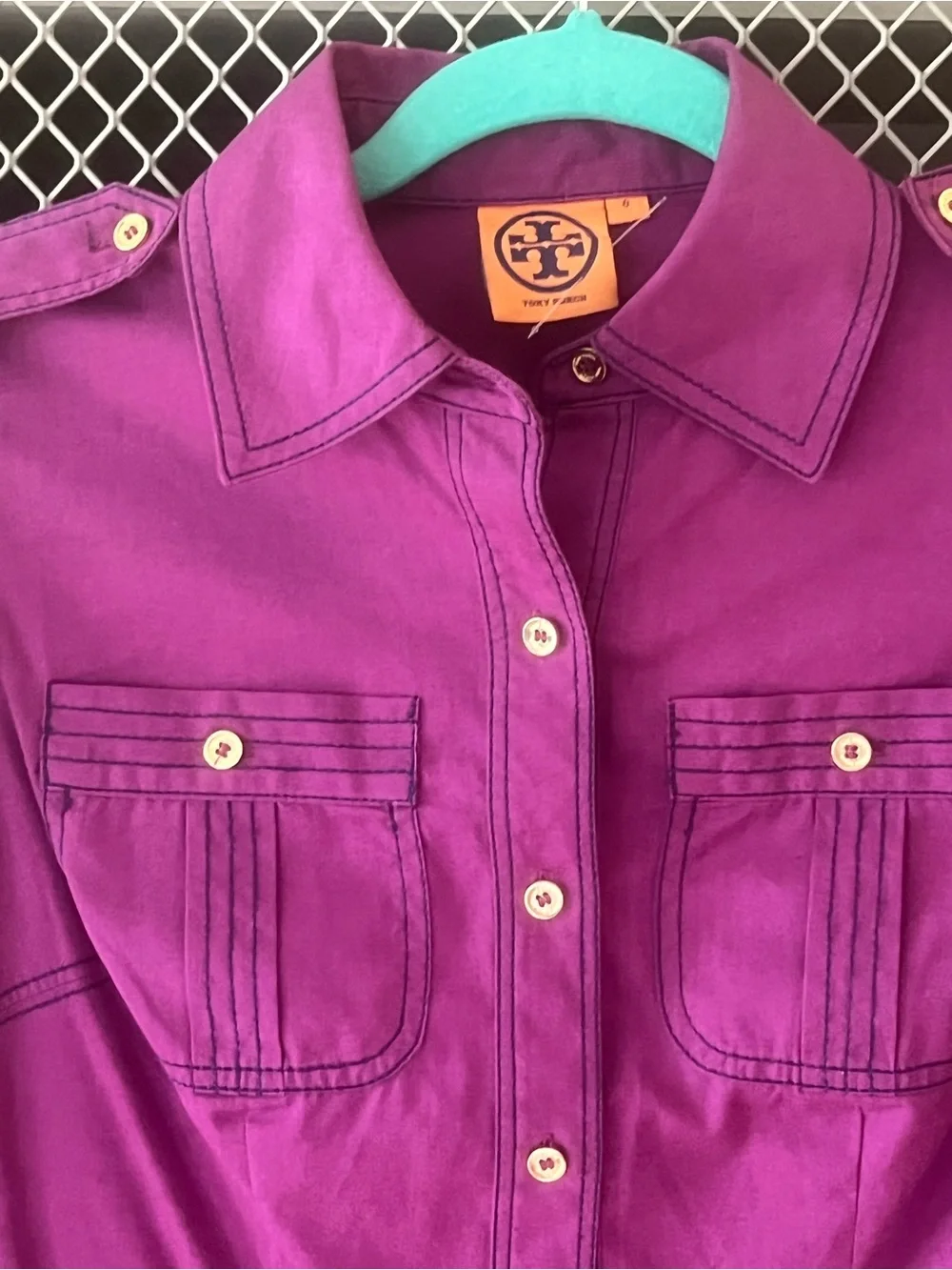 Tory Burch Vivid Magenta Button-Front Long Sleeve Dress or great over jeans!